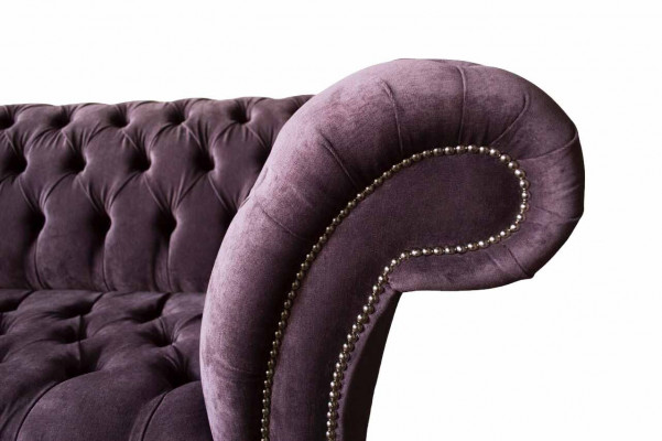 Chesterfield Sofa Canapé Design Lila Polsterstoff Textil Zwesëtzeger Sëtz Neit