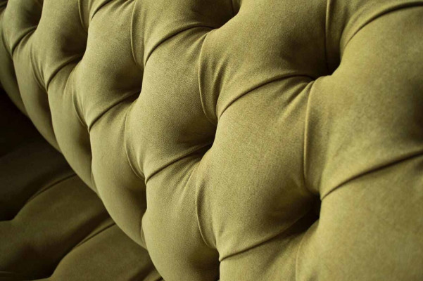 Zwee-Sëtzer Sofa Luxus 2 Sëtzer Wunnzëmmer Liichtgréng Chesterfield Stoff Nei