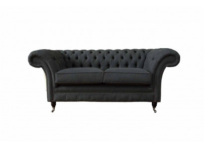 Chesterfield Sofa 2 Sëtzer Couch Polster Stoft Couchen Gro Textil Nei