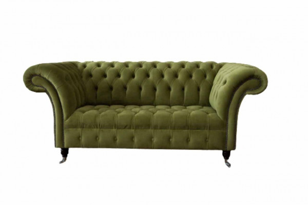 Sofa 2 Sëtzer Couch Polstersofa Stoff Chesterfield Couchen Gréng Nei
