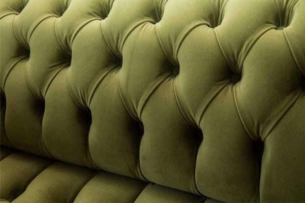 Sofa 2 Sëtzer Couch Polstersofa Stoff Chesterfield Couchen Gréng Nei