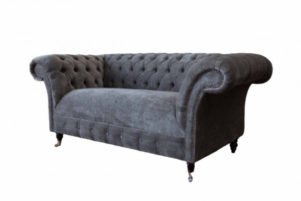 Chesterfield Canapé Sofa 2 Sëtzer Polster Stoff Design Luxus Sofas Textil