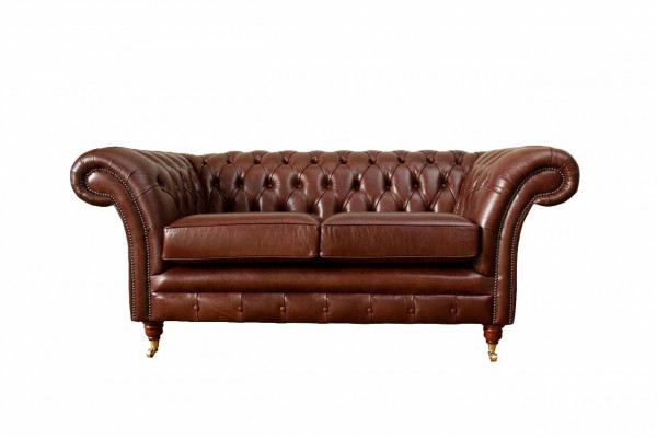 Chesterfield Canapé Polster Lieder Sofaen Couche Braun Zweisëtzer Nei
