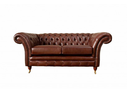 Chesterfield Canapé Polster Lieder Sofaen Couche Braun Zweisëtzer Nei