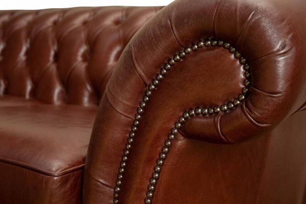 Chesterfield Canapé Polster Lieder Sofaen Couche Braun Zweisëtzer Nei