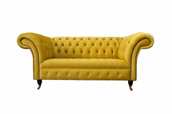 Chesterfield Canapé Sofa Polster 2-Sëtzer Wohnzimmer Canapéë Sëtz Giel