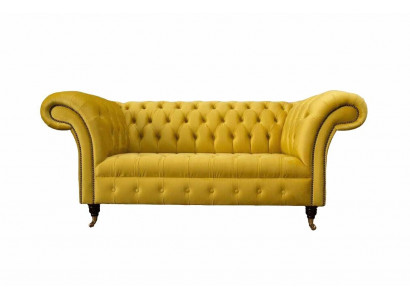 Chesterfield Canapé Sofa Polster 2-Sëtzer Wohnzimmer Canapéë Sëtz Giel