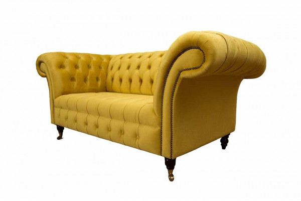 Chesterfield Canapé Sofa Polster 2-Sëtzer Wohnzimmer Canapéë Sëtz Giel