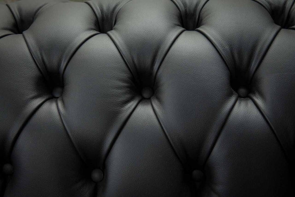 Sofa Luxus Textil Chesterfield Canapéen Sofas Polster 2 Sëtzer Schwaarz Lieder