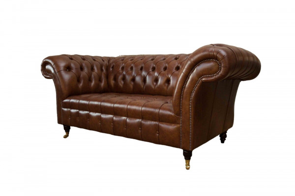 Luxus Sofa 2 Sëtzer Sofas Brong Lieder Design Miwwel Stil Polster Nei