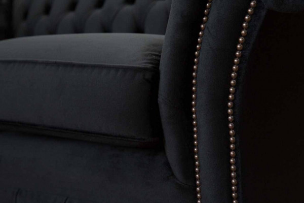 Chesterfield Schwaarz 2 Sëtzer Couch Polster Couchen Design Sofa Textil