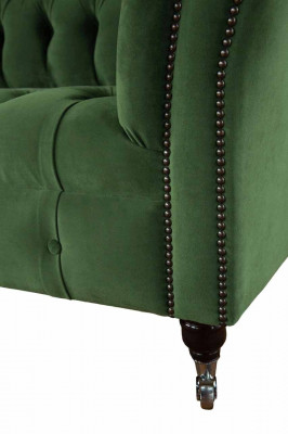 Chesterfield Büro Sëtzmiwwel Ariichtung Sofa Couch 2 Sëtz Textil Gréng