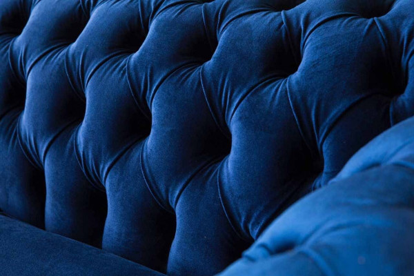 Chesterfield Büro Miwwelen Ariichtung Canapé Couch 2 Sëtzer Textil Blo