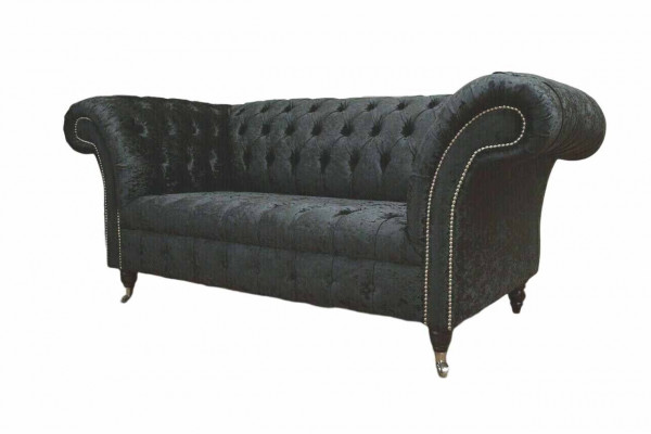 Englesch Chesterfield Büro Sëtzmobilier Arechtung Sofa Couch 2 Sëtz Schwaarz
