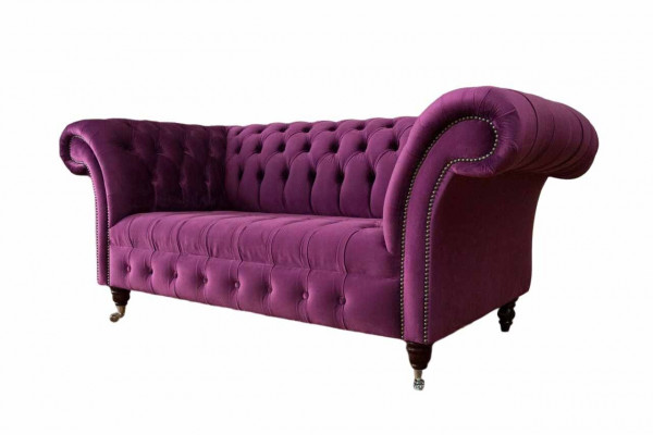 Englesch Chesterfield Büro Sëtzméiwelemiichtung Sofa Canapé 2 Sëtzer Violett