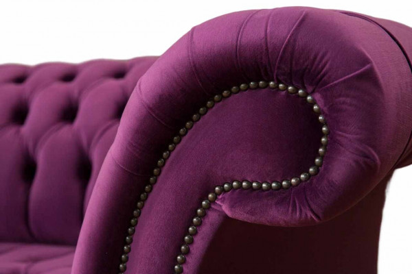 Englesch Chesterfield Büro Sëtzméiwelemiichtung Sofa Canapé 2 Sëtzer Violett