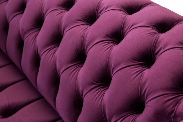 Englesch Chesterfield Büro Sëtzméiwelemiichtung Sofa Canapé 2 Sëtzer Violett