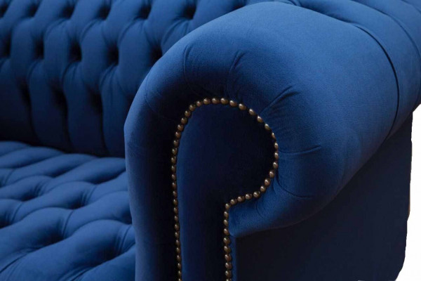 Chesterfield Büro Sëtzmiwwelen Ariichtung Sofa Canapé 2 Sëtz Textil Blo