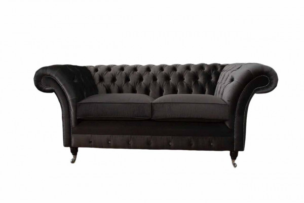 Chesterfield Textil Sofa 2-Sëtzer Polster Design Luxus Couch Stoffsofaen
