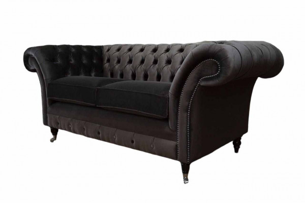 Chesterfield Textil Sofa 2-Sëtzer Polster Design Luxus Couch Stoffsofaen