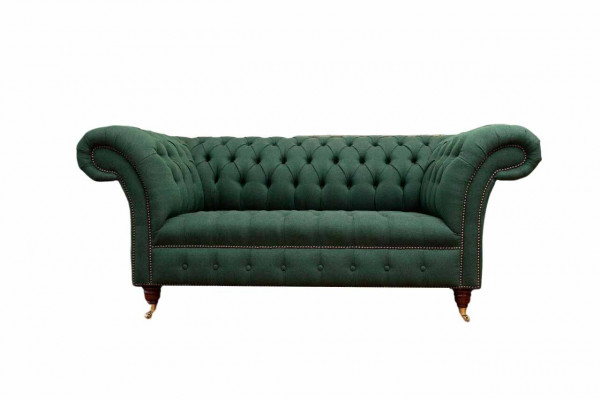 Chesterfield Sofa 2-Sëtzer Polster Sofas Gréng Luxus Stoffssofa Textil
