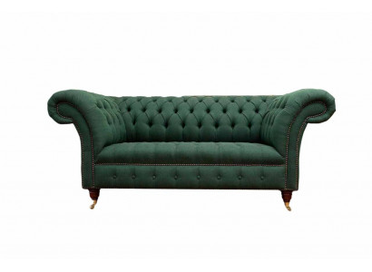 Chesterfield Sofa 2-Sëtzer Polster Sofas Gréng Luxus Stoffssofa Textil