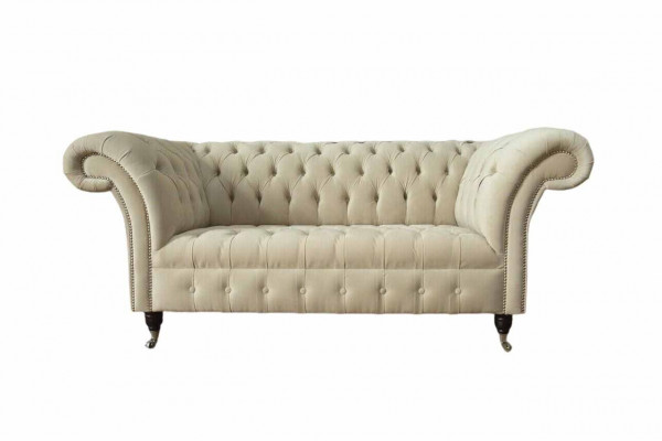 Zwee-Sëtz Canapé Polstersofa 2 Sëtz Textil Stoff Luxus Chesterfield Nei