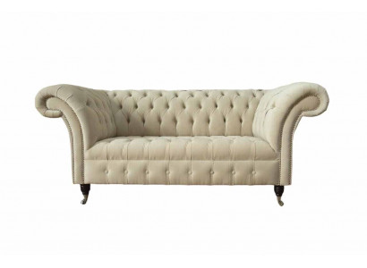 Zwee-Sëtz Canapé Polstersofa 2 Sëtz Textil Stoff Luxus Chesterfield Nei