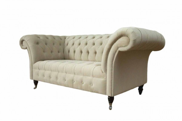 Zwee-Sëtz Canapé Polstersofa 2 Sëtz Textil Stoff Luxus Chesterfield Nei