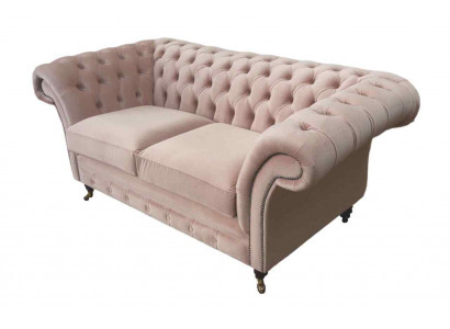 Sofa 2 Sëtz Couch Polster Chesterfield Wunnzëmmer Design Textil Neit