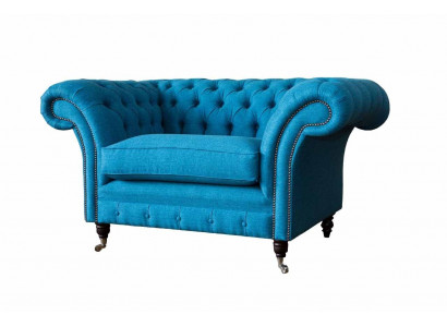 Bloen Chesterfield Fauteuil Polster Canapé Couchen 1,5 Sëtzer Einsëtzeren Textil