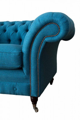 Bloen Chesterfield Fauteuil Polster Canapé Couchen 1,5 Sëtzer Einsëtzeren Textil