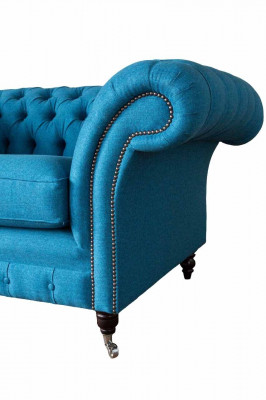 Bloen Chesterfield Fauteuil Polster Canapé Couchen 1,5 Sëtzer Einsëtzeren Textil