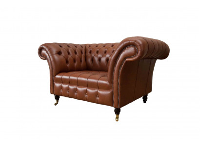 Chesterfield Design Stoff Canapé Sëtzfauteuil 1.5 Plaz Polster Canapéen Lounge