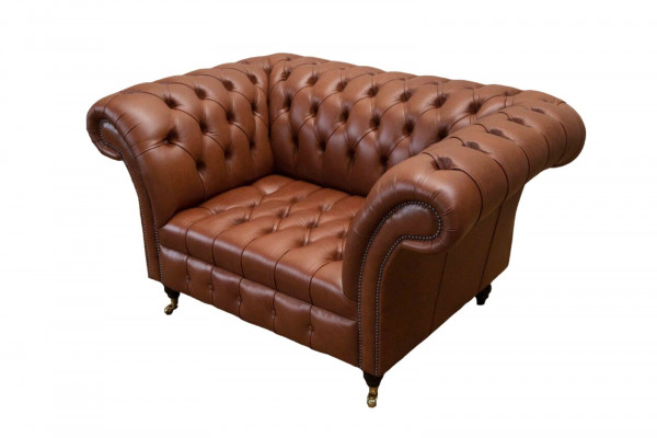 Chesterfield Design Stoff Canapé Sëtzfauteuil 1.5 Plaz Polster Canapéen Lounge