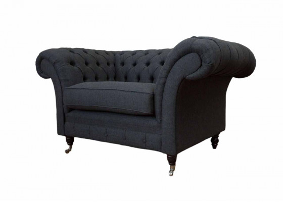 Groude Chesterfield Sessel 1,5-Sëtzer Sofa Couch Polster Textil Gro Sessel
