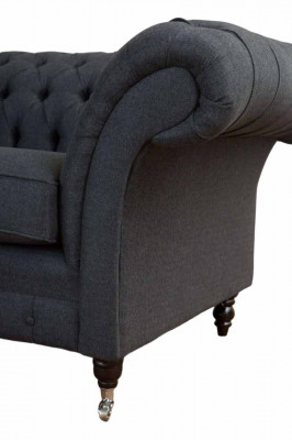 Groude Chesterfield Sessel 1,5-Sëtzer Sofa Couch Polster Textil Gro Sessel