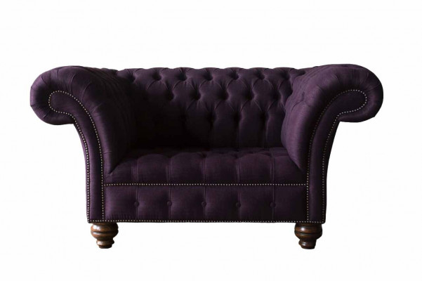 Design Chesterfield Stoff Couch Fauteuil 1.5 Sëtzer Polster Sofas Lounge