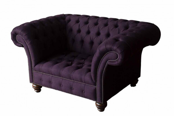 Design Chesterfield Stoff Couch Fauteuil 1.5 Sëtzer Polster Sofas Lounge
