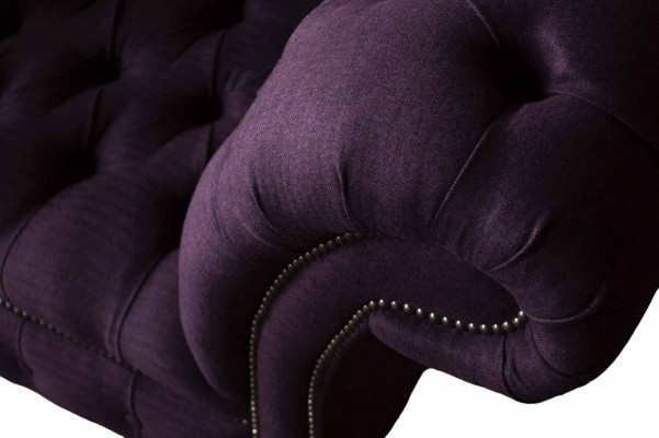 Design Chesterfield Stoff Couch Fauteuil 1.5 Sëtzer Polster Sofas Lounge
