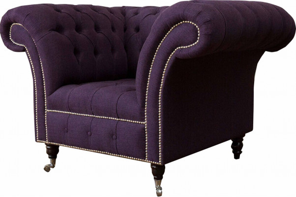Sëtz Einsitzer Luxus 1 Sëtz Sëtz Design Textil Lila Stoff Chesterfield