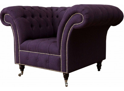 Sëtz Einsitzer Luxus 1 Sëtz Sëtz Design Textil Lila Stoff Chesterfield