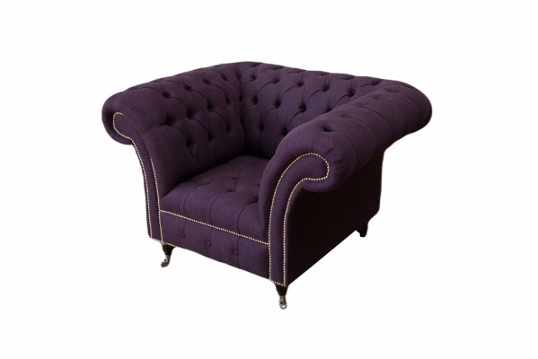Sëtz Einsitzer Luxus 1 Sëtz Sëtz Design Textil Lila Stoff Chesterfield