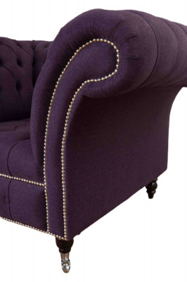 Sëtz Einsitzer Luxus 1 Sëtz Sëtz Design Textil Lila Stoff Chesterfield