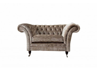 Design Chesterfield Fotell 1-Plaz-Sëtz Couch Gepolstert Luxus Textil Sofas