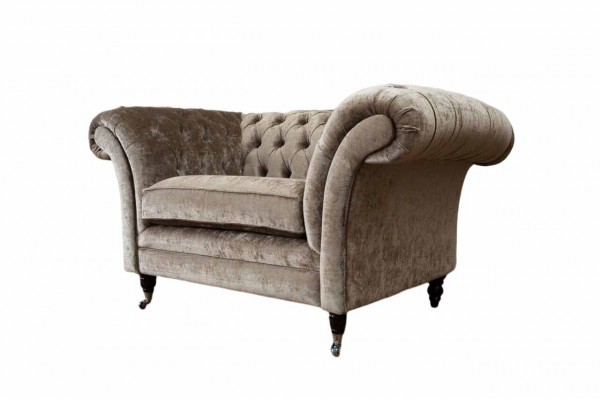 Design Chesterfield Fotell 1-Plaz-Sëtz Couch Gepolstert Luxus Textil Sofas