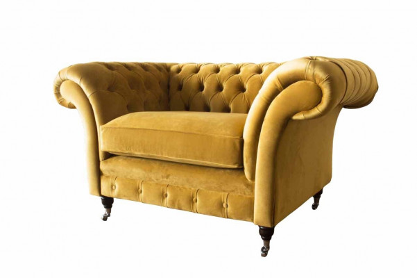 Chesterfield Fauteuil Stoff Textil Modern Wunnzëmmer Luxus Design Miwwelen