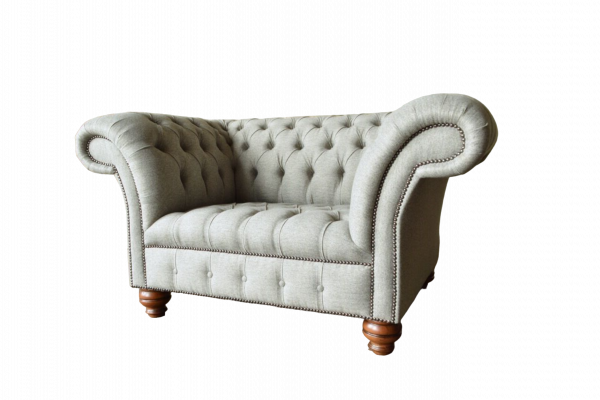 Chesterfield Einsitzer Canapé Sëtz Still Couch Gepolstert Sëtzmiwwel Textil Stoff.