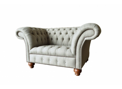 Chesterfield Einsitzer Canapé Sëtz Still Couch Gepolstert Sëtzmiwwel Textil Stoff.