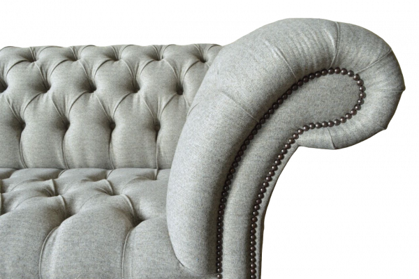 Chesterfield Einsitzer Canapé Sëtz Still Couch Gepolstert Sëtzmiwwel Textil Stoff.